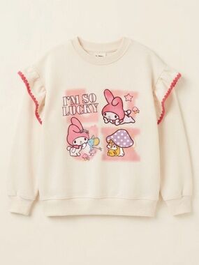 Sz 6 / S - Kids My Melody Cream Sweatshirt with Pink Graphic